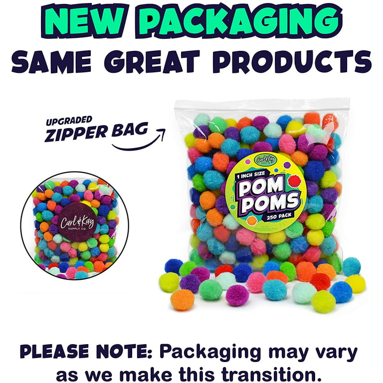 Pom Poms, Color Sorting in Bright & Bold Assorted Colors, Craft Pom Pom  Balls, Pompoms for Crafts, Pom Pom for Crafts 250 Pcs 1 Inch